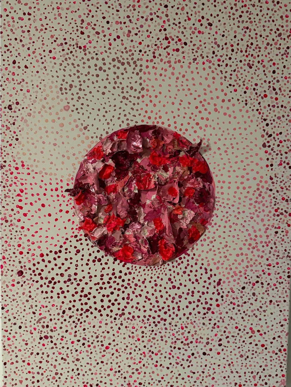 Abstract Dot Circle Wall Art - Red and Pink